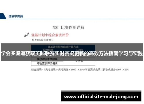 学会多渠道获取英超联赛实时赛况更新的高效方法指南学习与实践